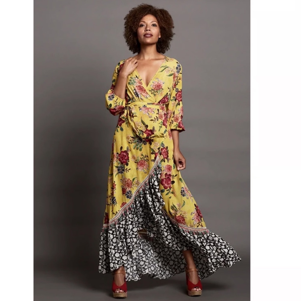 Farm Rio Sunlit floral wrap maxi dress - medium - preloved EUC